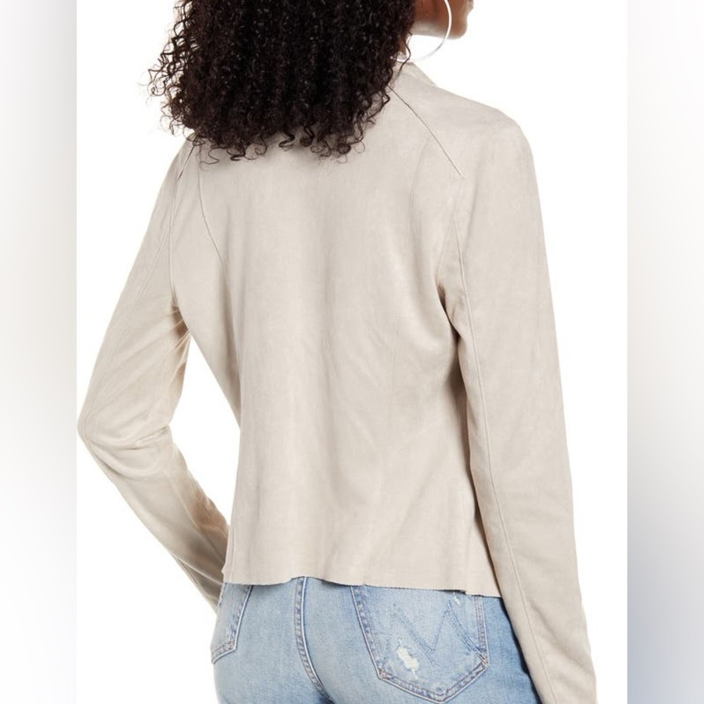 Blank NYC Waterfall Collar Blazer Beige Drape Front Faux Suede Jacket size small - Picture 2 of 12